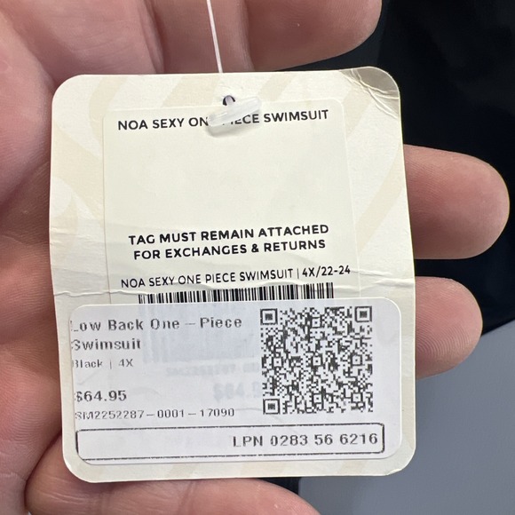 NWT Fabletics Low‎ Back One Piece Black Swimsuit 4X (22-24) - Picture 7 of 11